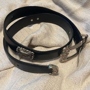 Genuine Leather Black Western Fossil Belt